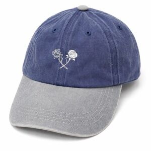 Blue & Grey Rose Dad Hat | Adjustable Strap | Minimal Aesthetic